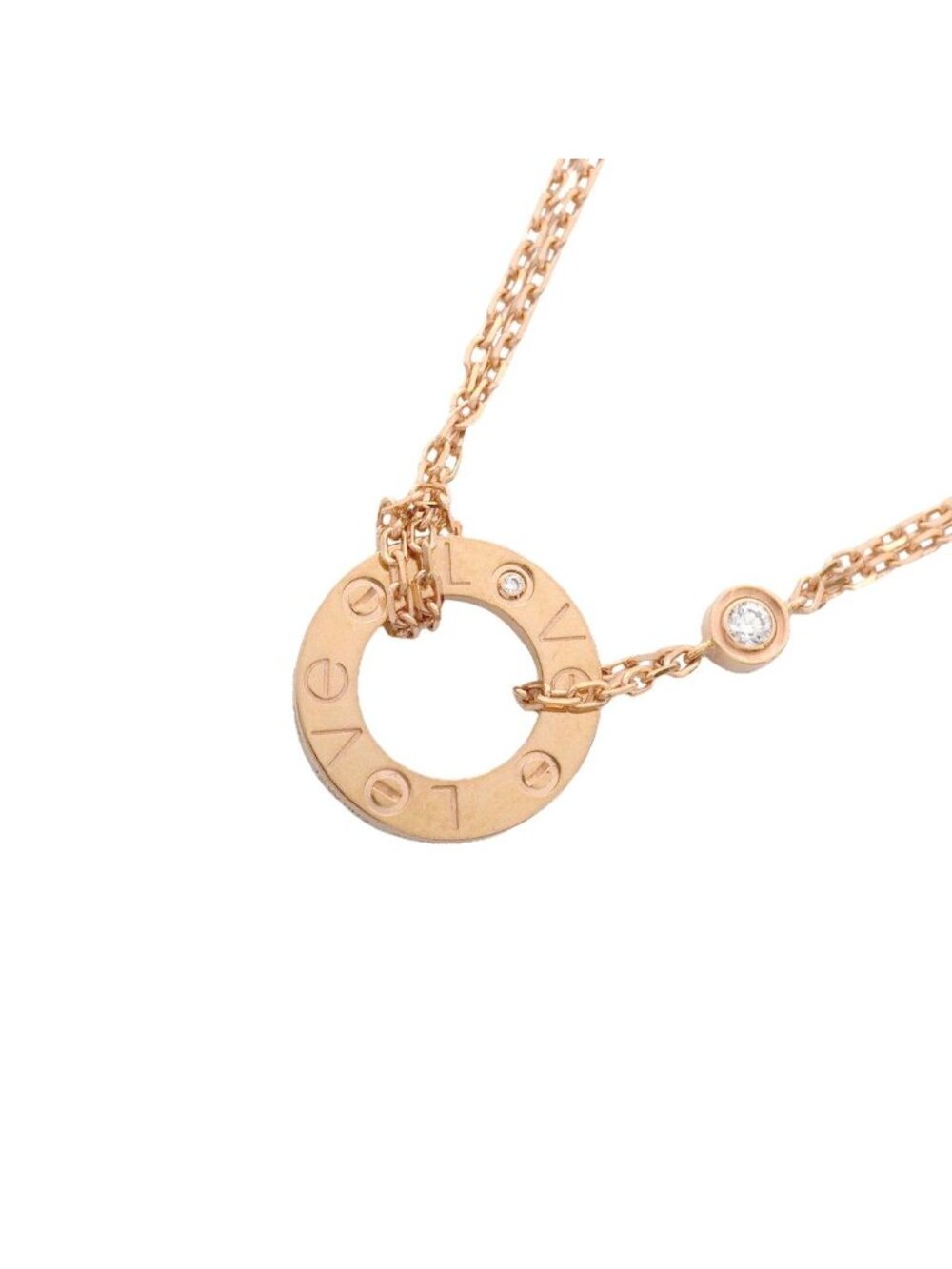 Cartier Necklace Love Circle Pink Gold Diamond